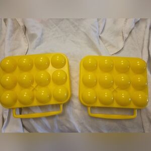 Lot Of 2 Coglans 13 Count Egg Carrier with Handle Travel Camping Storage Plastic